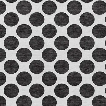 10' X 14' Black And Ivory Polka Dot Washable Indoor Outdoor Area Rug