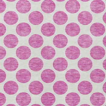8' X 10' Blush And Ivory Polka Dot Washable Indoor Outdoor Area Rug