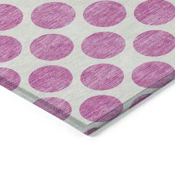 8' X 10' Blush And Ivory Polka Dot Washable Indoor Outdoor Area Rug