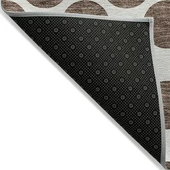 3' X 5' Brown And Ivory Polka Dot Washable Indoor Outdoor Area Rug