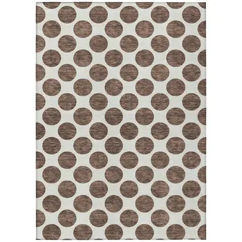 5' X 8' Brown And Ivory Polka Dot Washable Indoor Outdoor Area Rug