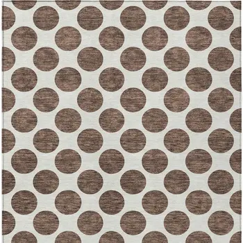 8' X 10' Brown And Ivory Polka Dot Washable Indoor Outdoor Area Rug