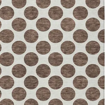 10' X 14' Brown And Ivory Polka Dot Washable Indoor Outdoor Area Rug