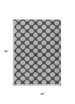 5' X 8' Charcoal And Ivory Polka Dot Washable Indoor Outdoor Area Rug