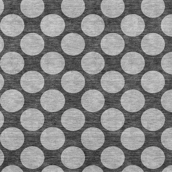 8' X 10' Charcoal And Ivory Polka Dot Washable Indoor Outdoor Area Rug
