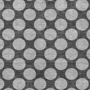 10' X 14' Charcoal And Ivory Polka Dot Washable Indoor Outdoor Area Rug