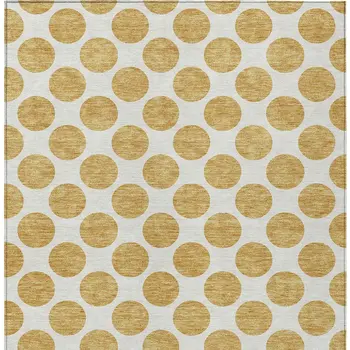 3' X 5' Gold And Ivory Polka Dot Washable Indoor Outdoor Area Rug