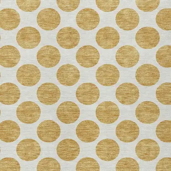 8' X 10' Gold And Ivory Polka Dot Washable Indoor Outdoor Area Rug