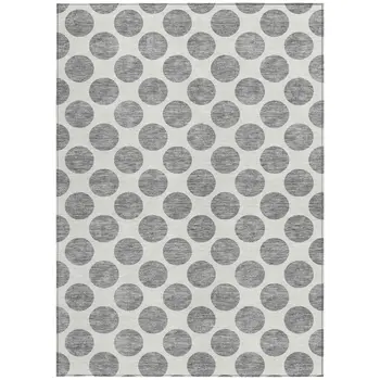 3' X 5' Gray And Ivory Polka Dot Washable Indoor Outdoor Area Rug