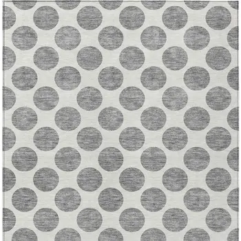 3' X 5' Gray And Ivory Polka Dot Washable Indoor Outdoor Area Rug