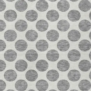 5' X 8' Gray And Ivory Polka Dot Washable Indoor Outdoor Area Rug