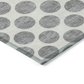 8' X 10' Gray And Ivory Polka Dot Washable Indoor Outdoor Area Rug