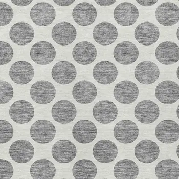 8' X 10' Gray And Ivory Polka Dot Washable Indoor Outdoor Area Rug