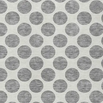 9' X 12' Gray And Ivory Polka Dot Washable Indoor Outdoor Area Rug