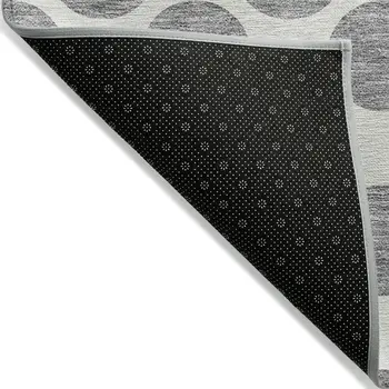 10' X 14' Gray And Ivory Polka Dot Washable Indoor Outdoor Area Rug