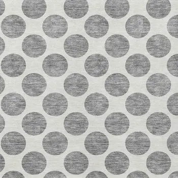 10' X 14' Gray And Ivory Polka Dot Washable Indoor Outdoor Area Rug