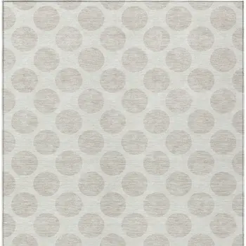 3' X 5' Ivory And Beige Polka Dot Washable Indoor Outdoor Area Rug