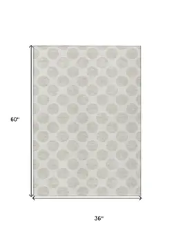 3' X 5' Ivory And Beige Polka Dot Washable Indoor Outdoor Area Rug
