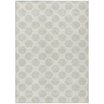 3' X 5' Ivory And Beige Polka Dot Washable Indoor Outdoor Area Rug