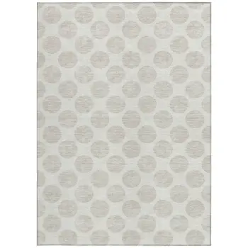 8' X 10' Ivory And Beige Polka Dot Washable Indoor Outdoor Area Rug