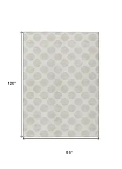 8' X 10' Ivory And Beige Polka Dot Washable Indoor Outdoor Area Rug
