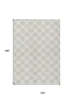 10' X 14' Ivory And Beige Polka Dot Washable Indoor Outdoor Area Rug