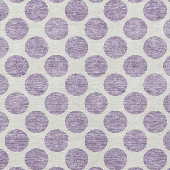 3' X 5' Lavender And Ivory Polka Dot Washable Indoor Outdoor Area Rug