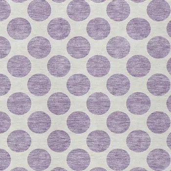 8' X 10' Lavender And Ivory Polka Dot Washable Indoor Outdoor Area Rug