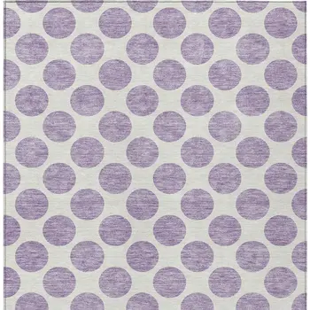 10' X 14' Lavender And Ivory Polka Dot Washable Indoor Outdoor Area Rug