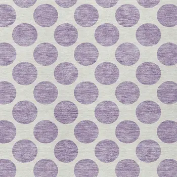 10' X 14' Lavender And Ivory Polka Dot Washable Indoor Outdoor Area Rug