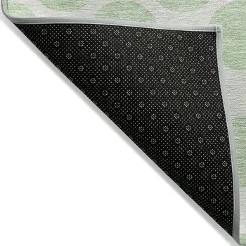 3' X 5' Mint Green And Ivory Polka Dot Washable Indoor Outdoor Area Rug