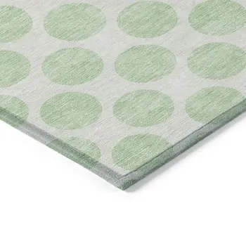 8' X 10' Mint Green And Ivory Polka Dot Washable Indoor Outdoor Area Rug