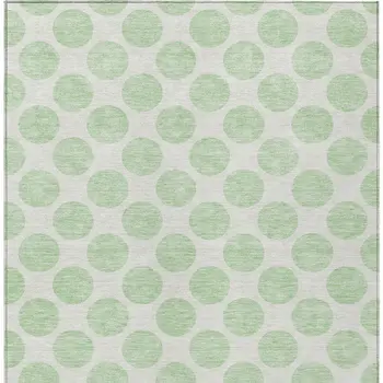 9' X 12' Mint Green And Ivory Polka Dot Washable Indoor Outdoor Area Rug