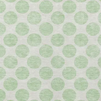 9' X 12' Mint Green And Ivory Polka Dot Washable Indoor Outdoor Area Rug