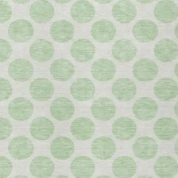 10' X 14' Mint Green And Ivory Polka Dot Washable Indoor Outdoor Area Rug