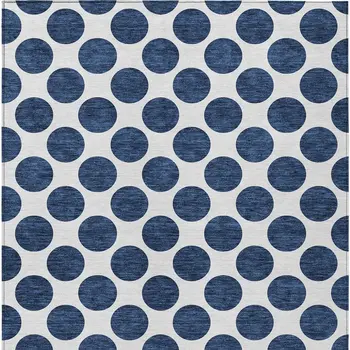 5' X 8' Navy Blue And Ivory Polka Dot Washable Indoor Outdoor Area Rug