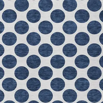 5' X 8' Navy Blue And Ivory Polka Dot Washable Indoor Outdoor Area Rug