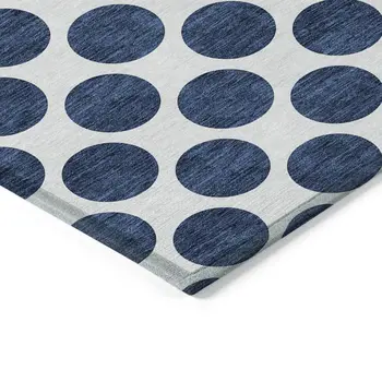 10' X 14' Navy Blue And Ivory Polka Dot Washable Indoor Outdoor Area Rug