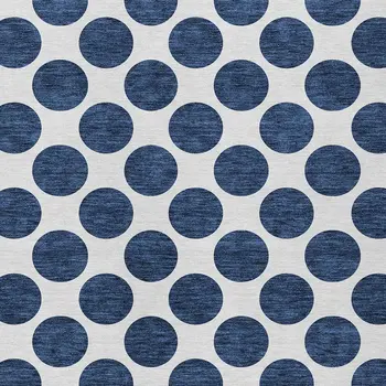 10' X 14' Navy Blue And Ivory Polka Dot Washable Indoor Outdoor Area Rug