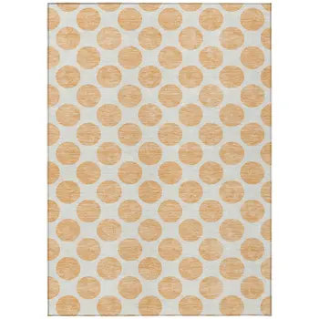 3' X 5' Peach And Ivory Polka Dot Washable Indoor Outdoor Area Rug