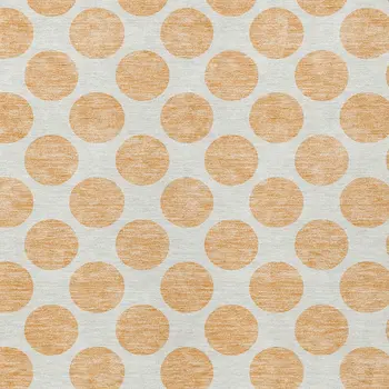 3' X 5' Peach And Ivory Polka Dot Washable Indoor Outdoor Area Rug