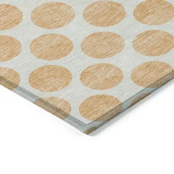 5' X 8' Peach And Ivory Polka Dot Washable Indoor Outdoor Area Rug