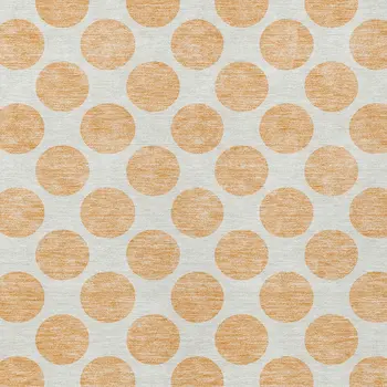 5' X 8' Peach And Ivory Polka Dot Washable Indoor Outdoor Area Rug