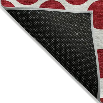3' X 5' Red And Ivory Polka Dot Washable Indoor Outdoor Area Rug