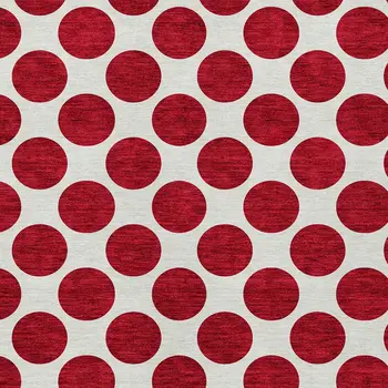 5' X 8' Red And Ivory Polka Dot Washable Indoor Outdoor Area Rug