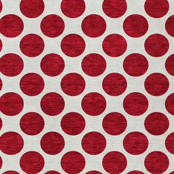 10' X 14' Red And Ivory Polka Dot Washable Indoor Outdoor Area Rug