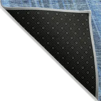 5' X 8' Blue Sky Blue And Gray Striped Washable Indoor Outdoor Area Rug