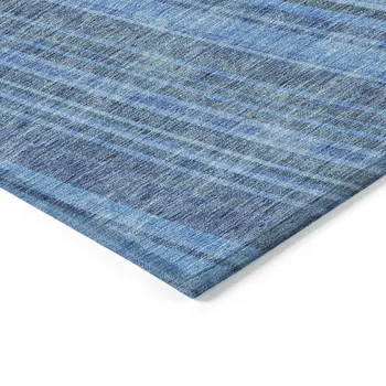 5' X 8' Blue Sky Blue And Gray Striped Washable Indoor Outdoor Area Rug