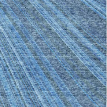 5' X 8' Blue Sky Blue And Gray Striped Washable Indoor Outdoor Area Rug