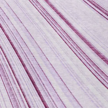 5' X 8' Lavender Ivory And Eggplant Striped Washable Indoor Outdoor Area Rug